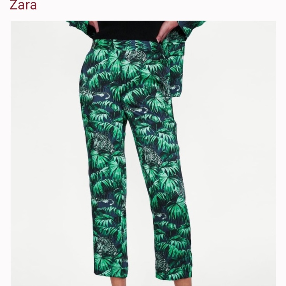COPY - Zara Basic jungle palm print pants 7882